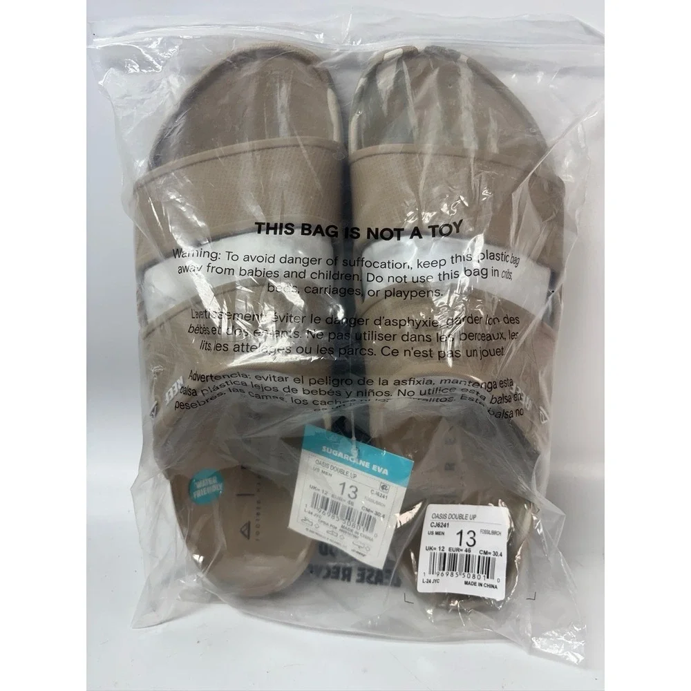 REEF Oasis Double Up Sandals CJ6241 Mens Fossil Birch Slides Size 13